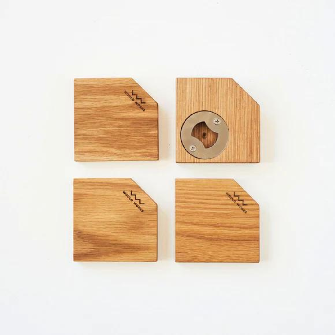 Coaster Set w/ Bottle Opener